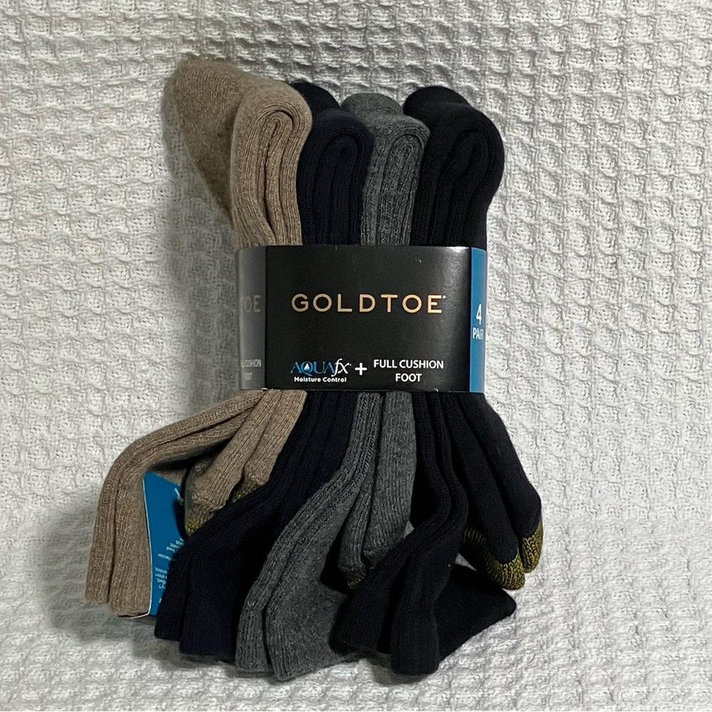 Gold Toe Men's Black, Gray, Navy, and Tan Casual Socks - 4 Pair